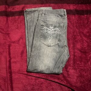 Vintage gray avirex jeans with white stitching